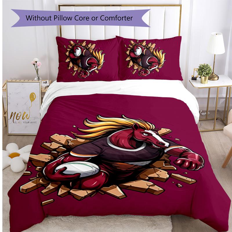 Set Biancheria da Letto Stampato 3 Pezzi Brisbane Broncos Morbido Traspirante Copripiumino Federe Set Lavabile Decorazione Camera da Letto Regalo per la Casa