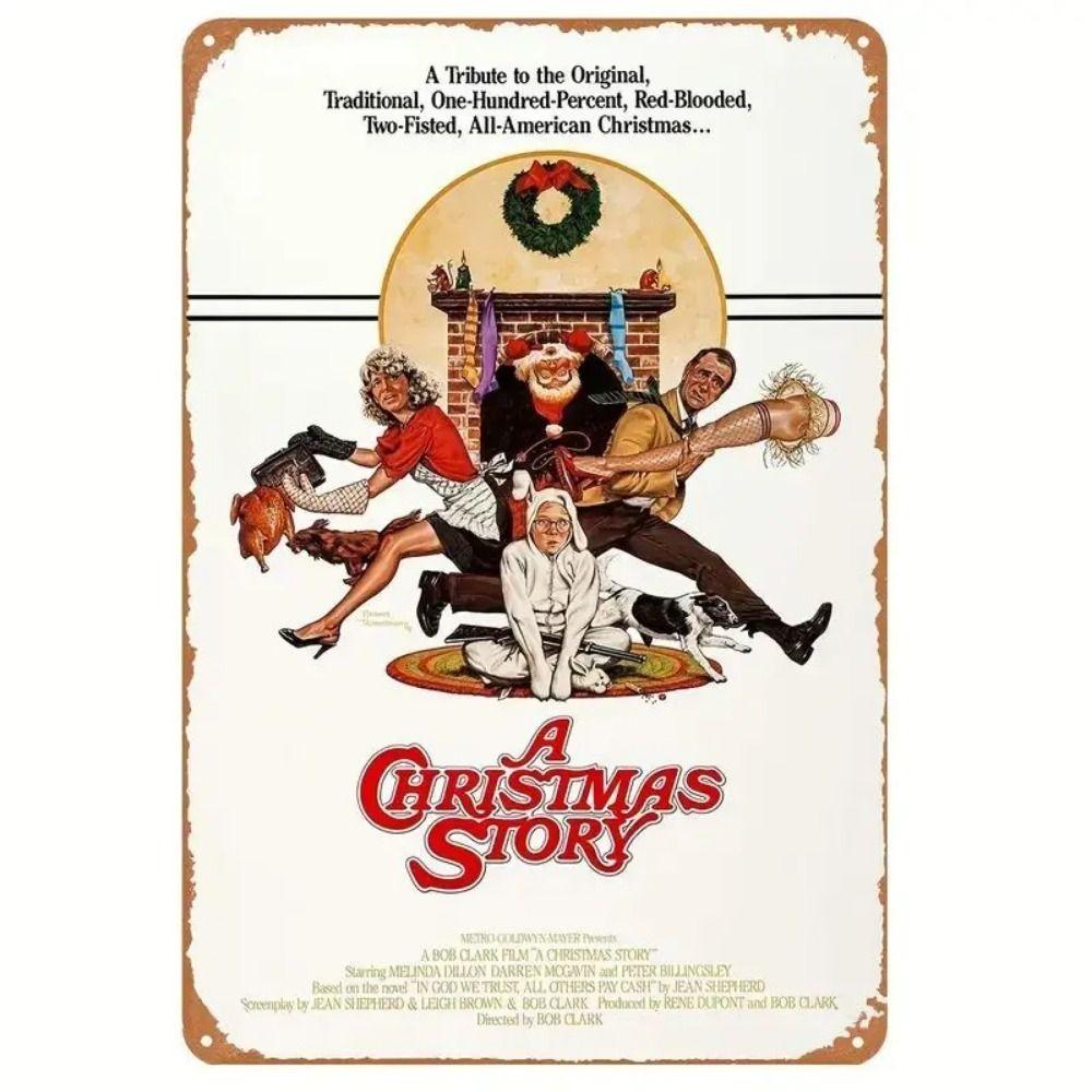 Vintage Christmas Metal Tin Sign Home Festive Wall Decor