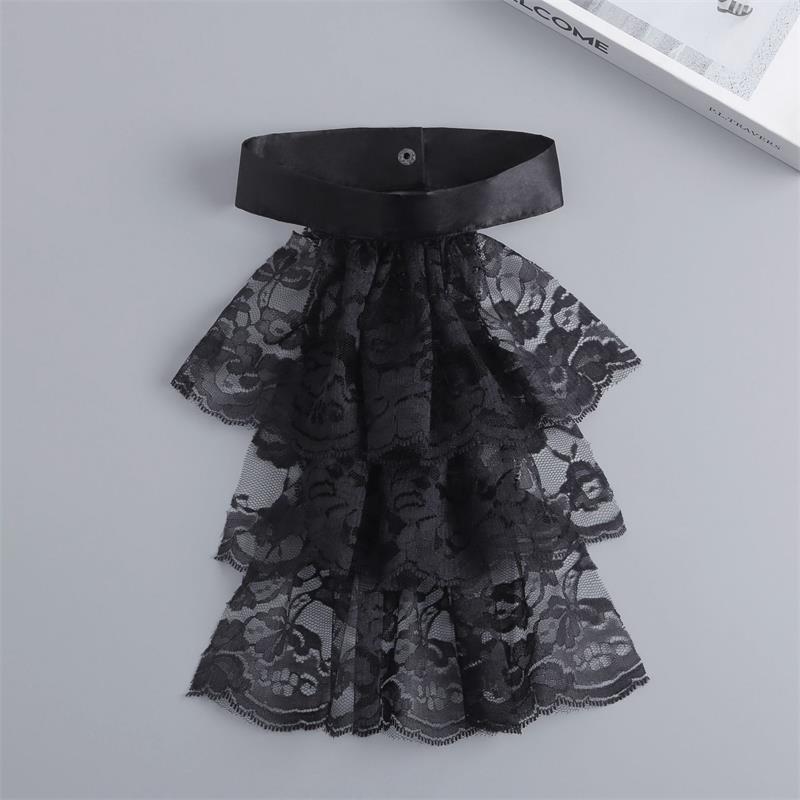 Elegant Costume Collar Ruffled Lace Jabot Neck Collar for Cosplay Costume Collar
