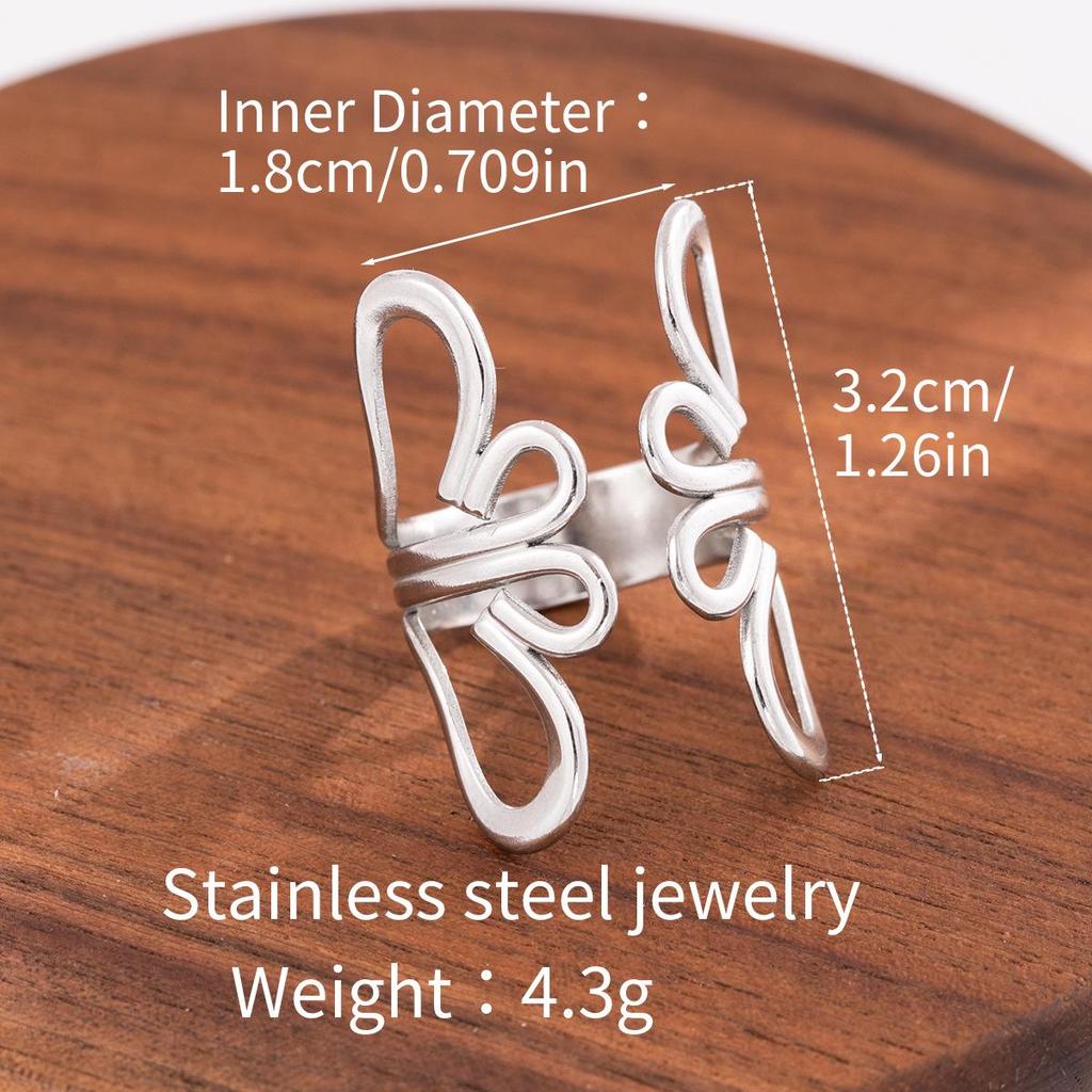 Stainless Steel Adjustable Open Ring - Colorfast Titanium Jewelry