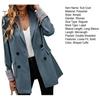 Women Suit Coat Lapel Long Sleeve Striped Cuffs Suit Jacket with Flap Pockets Solid Color Loose Fit Double Breasted Business Outwear