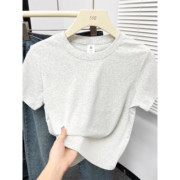 Plus Size Casual Solid Color Short Sleeve Round Neck T-shirt 2XL