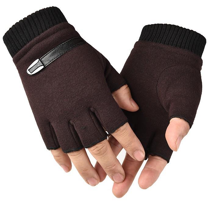 Unisex Half-Finger Velvet Cycling Gloves for Autumn/Winter - Warm, Thickened, Outdoor, Children's & Couples' Styles