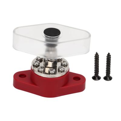 Power Distribution Stud Junction Post Red 3 8in 300A with Transparent Cover For Motor ATV Ship Electrical Equipment