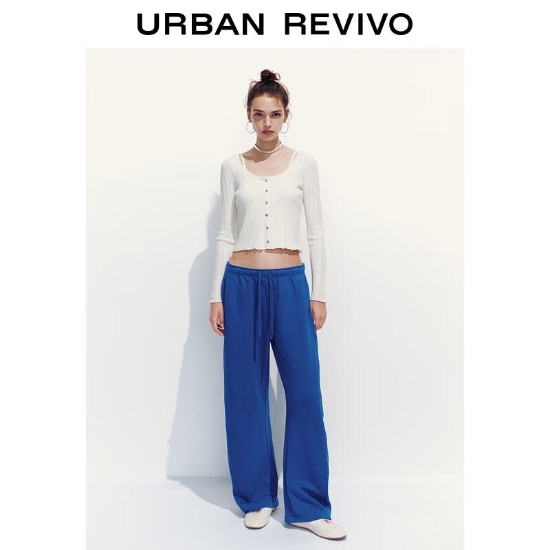 UR Women's Ribbed Lace Ruffle Knit Top