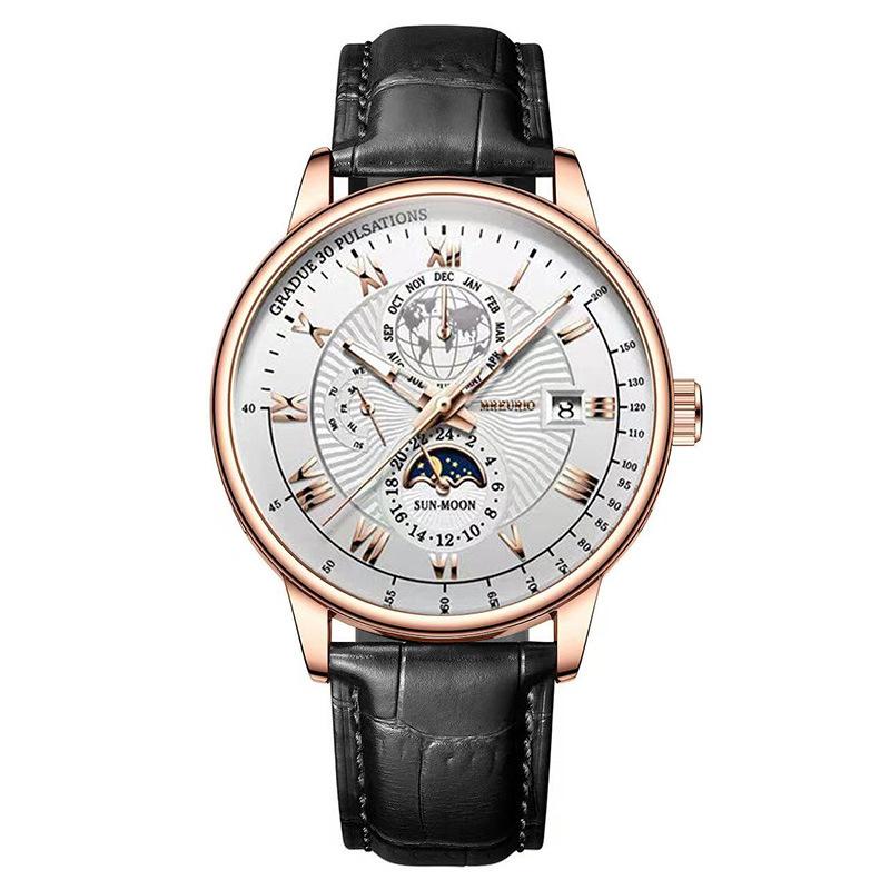 Fashion Three Eyes Calendar Star Moon Fashion Men'S Watch Men'S Watch Belt