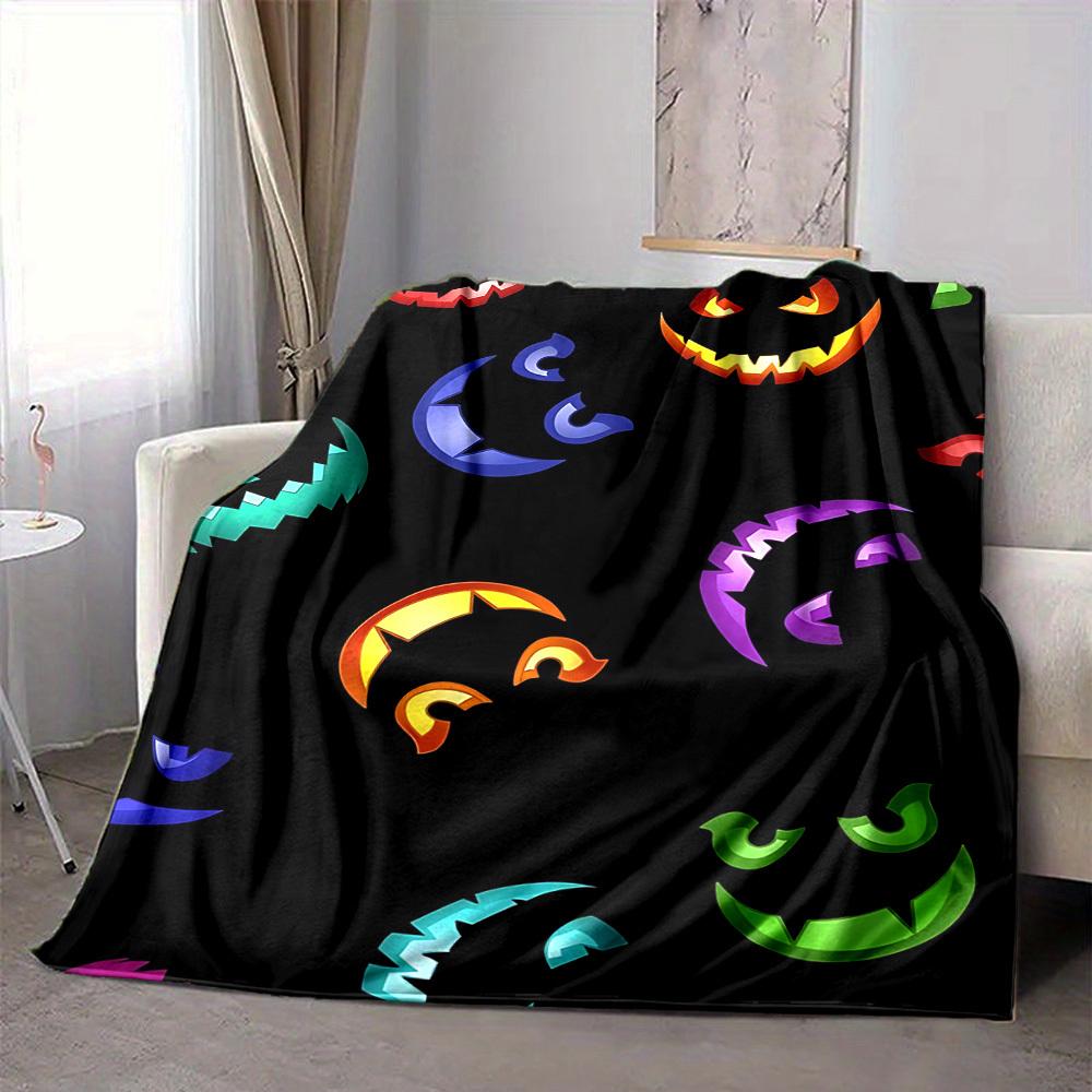 1pc Halloween Pumpkins Blanket, Lightweight Flannel Throw For Sofa, Bed, Travel, Camping, Livingroom, Office, Couch, Chair