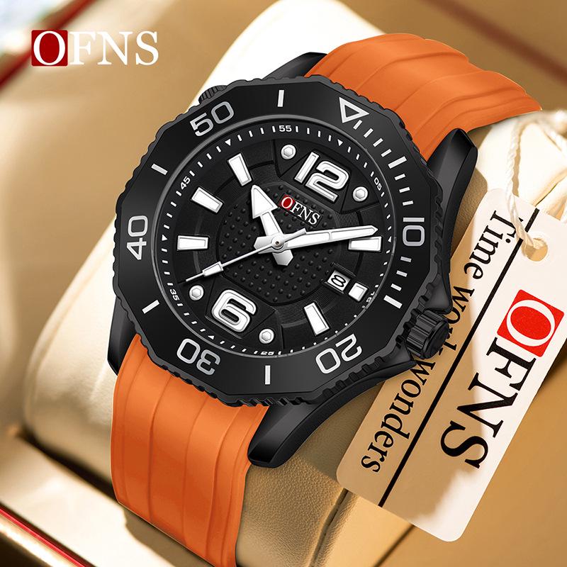 Oufanni Men's Rotating Bezel Quartz Watch - Waterproof, Douyin Style, High-Value with Single Calendar