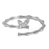 999 Pure Silver Bamboo Leaf Connecting Ring Female Ins Special-Interest Design Ring Personality Simple Cold Style Opening Hand Jewelry