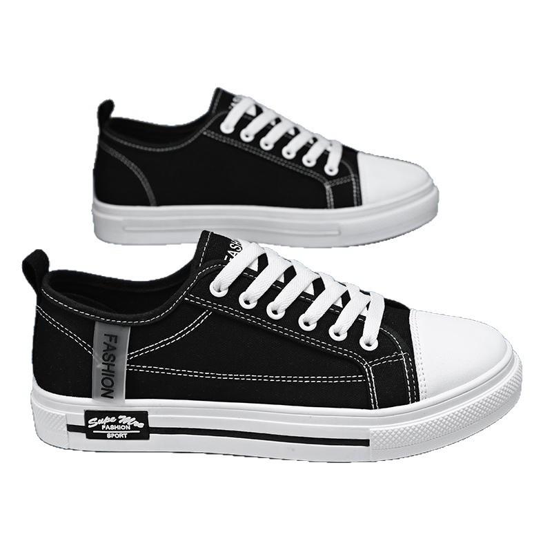 22 years of spring and autumn student casual board shoes teen couple black and white canvas shoes soft-soled sports shoes
