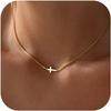 Kreuzkette für Frauen 14K Vergoldet Kleiner Kreuzanhänger Choker Einfache Trendige Charm-Kettenhalskette Schmuck Religiöses Geschenk