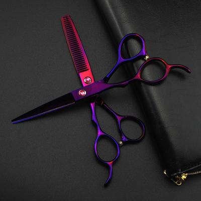 Tijeras de Peluquería Profesionales 440C para Zurdos de 6'' Púrpura Tijeras de Corte Entresacadoras Peluquero Makas Tijeras de Corte Tijeras de Peluquería