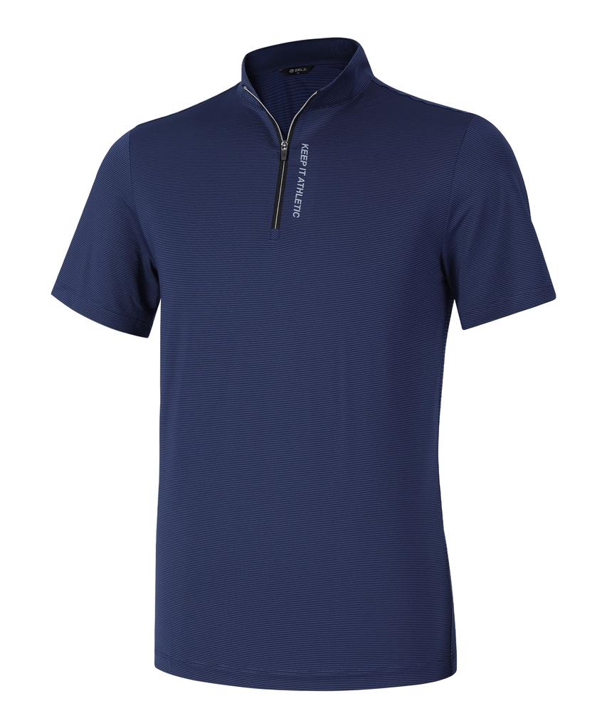 2ELA Men'S Ice Shell Cooling Zip-Up Short Sleeve T-Shirt 5 Colors (Type B)