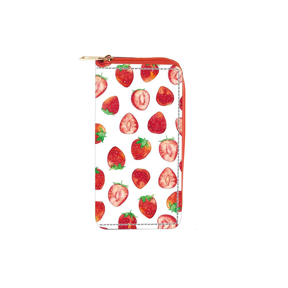 Neues kreatives Cartoon-Frucht-PU-Langreißverschluss-Portemonnaie, niedliches einfaches Studenten-Druck-Portemonnaie