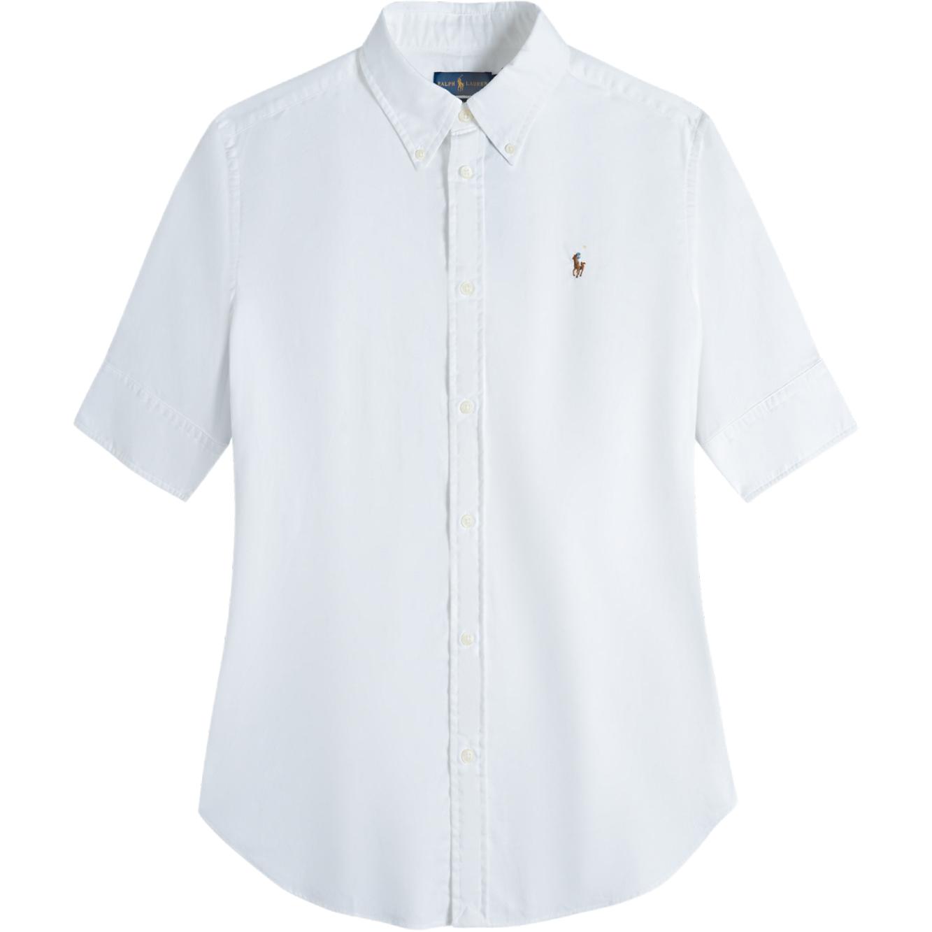 

Рубашка женская Polo Ralph Lauren из хлопка оксфорд с вышивкой логотипа маленькой пони, с коротким рукавом, белая 211703099-002 M