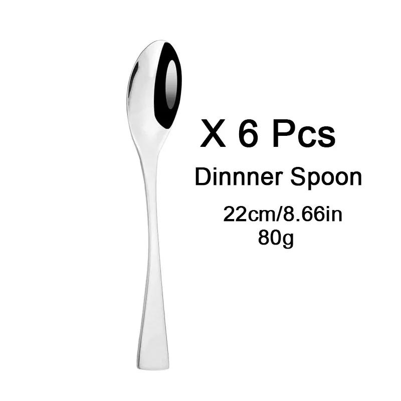 6Pcs Silver Separate Dinnerware Set Knife Fork Spoon Flatware 304 Stainless Steel Tableware Silverware Kitchen Dinner Cutlery