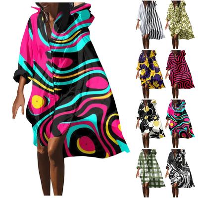 Fashion Women's Printed Blouse Loose Holiday Shirt Long Sleeve Dress