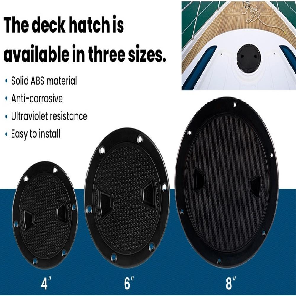 Černé kulaté protiskluzové kontrolní poklopy - velikosti 4", 6", 8" s odnímatelným krytem - ABS plastový odšroubovací kryt přístupového poklopu pro kajak, jachtu, černý