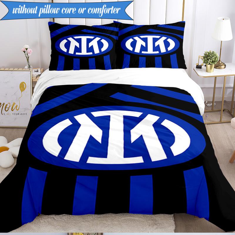 3 PEZZI F.C. Set Biancheria da Letto Morbido Stampato Internazionale Milano, Include 1 Federa per Piumone e 2 Federe per Cuscino, Perfetto per Camera da Letto, Dormitorio, Regalo per Fan