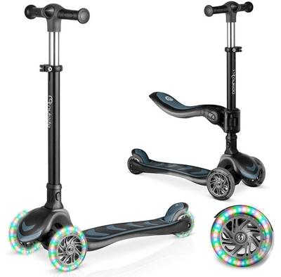 Nukido Flippo Three-wheeled Scooter Black with Seat