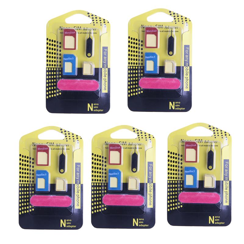 Buy 5pcs 5 In 1 Nano SIM Card To Micro Standard Adapter Converter For ...
