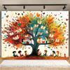 1-Party Background Banner “Tree of Knowledge”vibrant Reading Themes with Colorful Leaves and Books