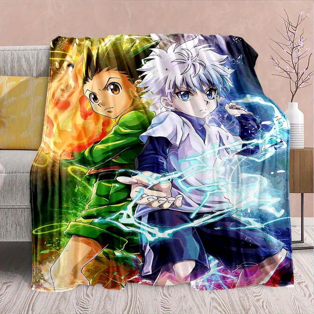 Hunter x Hunter Anime Flannel Blanket – Soft & Warm – Perfect for Sofa, Bedding, Camping, Travel, Office, & Home Decor – QJY