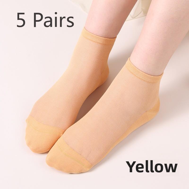 5 Pairs Socks Women's Four Seasons Breathable Absorbent Mesh Women's Mid-tube Socks Fashion Women's Socks