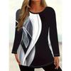 New Women's Autumn Long-Sleeve T-Shirt Stylish Color-Block Print Crew Neck Casual Yet Comfortable Style Perfect for Commuting