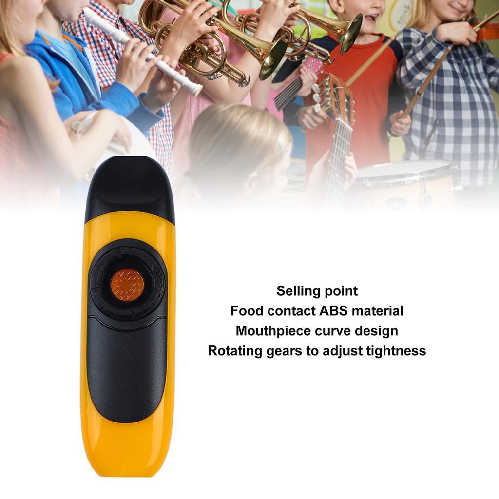 Atyhao Kazoo Musical Instrument, Kazoo, Playing Instrument, Mouthpiece with Curved Design, Adjustable Tone, with String, Yellow, ABS Material