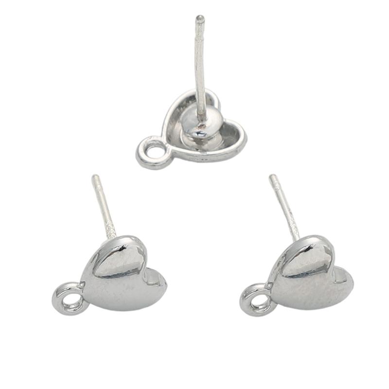 

1 пара/упаковка серьги-гвоздики из сплава в форме луны и сердца для самостоятельного изготовления ювелирных изделий 7x8mm серебряный