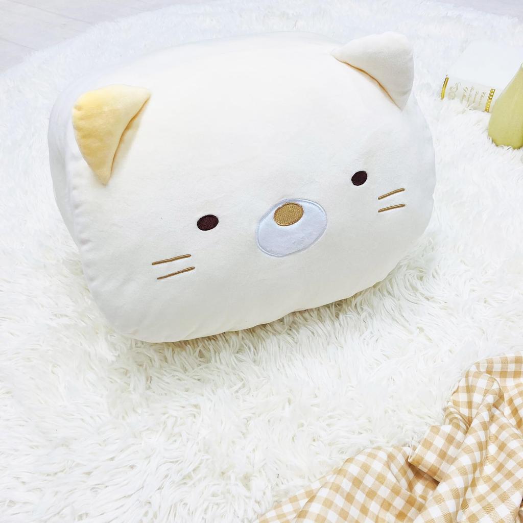 MORIPiLO Sumikkogurashi Cat Body Pillow (Hug Me Cushion) Skin-Friendly Micro Fabric Plush Toy Nap Pillow Beige 40x25x20cm Character Pillow Morishita