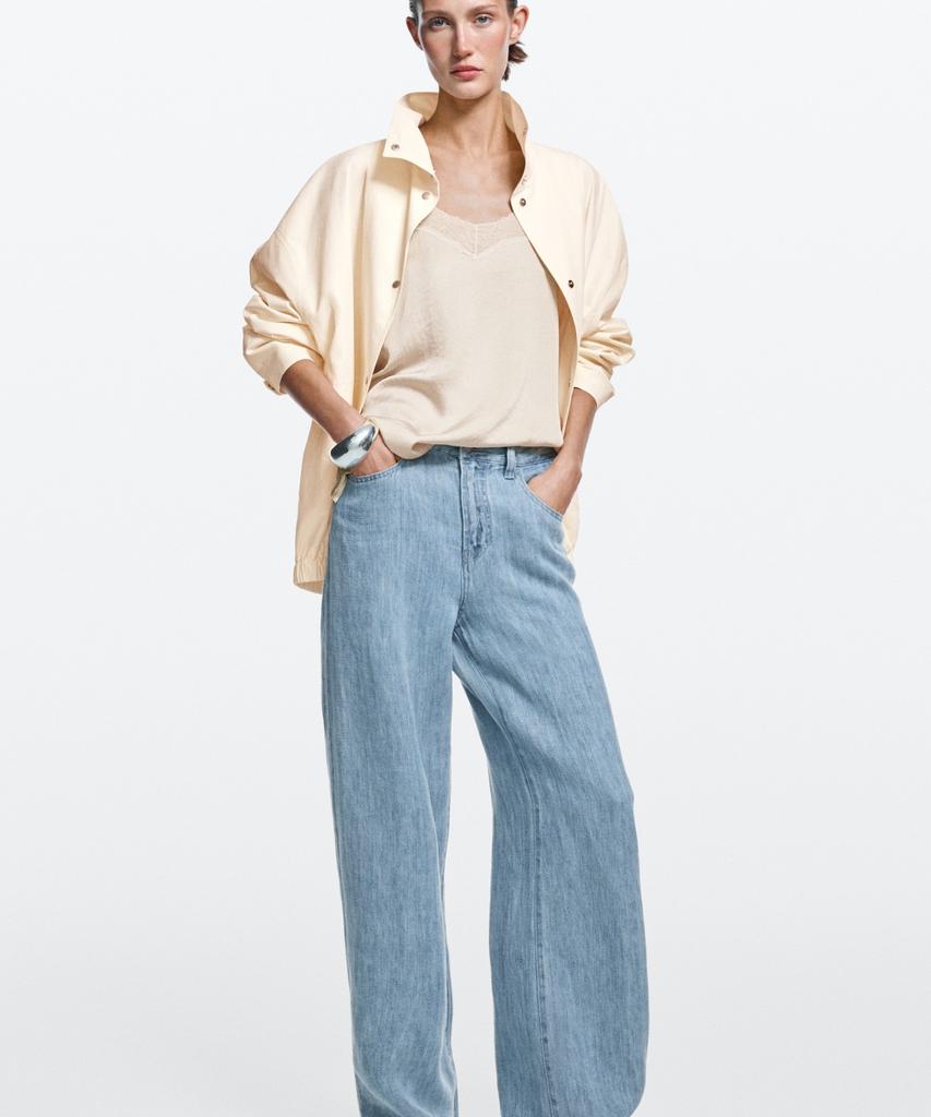 Masimodutti 100% Linen High-Rise Barrel Fit Jeans