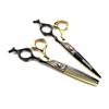 Schwarz und Gold High-End, Wolfskopf Bankgriff, Haarschere, Haarschnitt, Flache Schere, Pony-Schere, Ausdünnschere