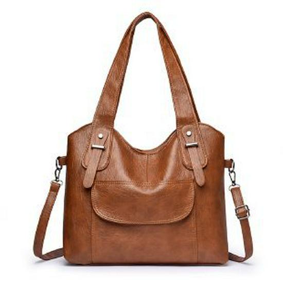 Women's Crossbody Tote - Trendy Soft Leather Large-Capacity Shoulder Bag for Middle-Aged Women
