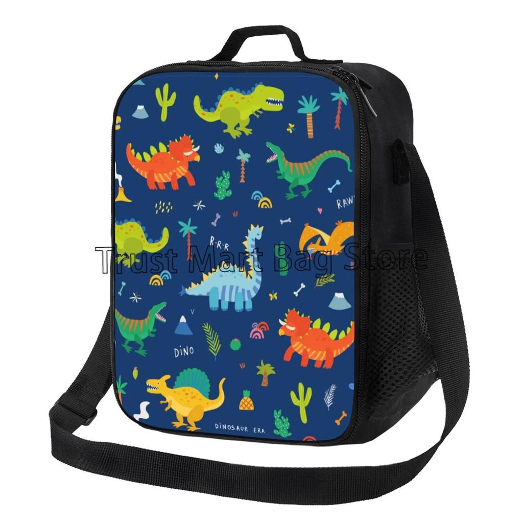 Isolierte Cartoon-Dinosaurier-Lunchtasche für Kinder, Jungen, Mädchen, tragbare thermische Bento-Lebensmitteltasche, Oxford-Kühltasche für Schule, Arbeit