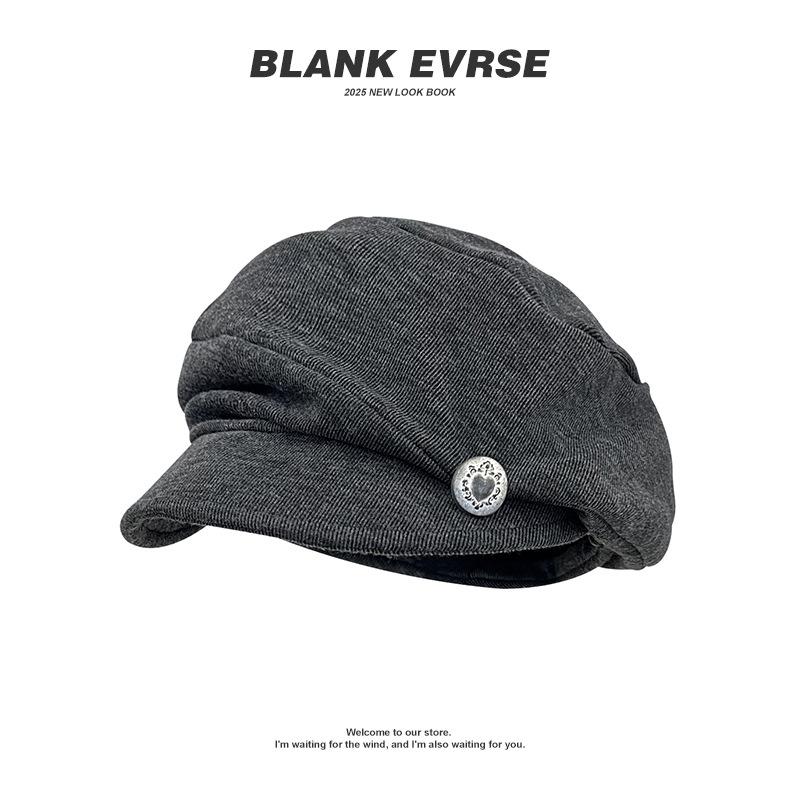 Japanese pleated silver label loose beret children autumn Sichuan West travel breathable octagonal hat casual versatile painter hat
