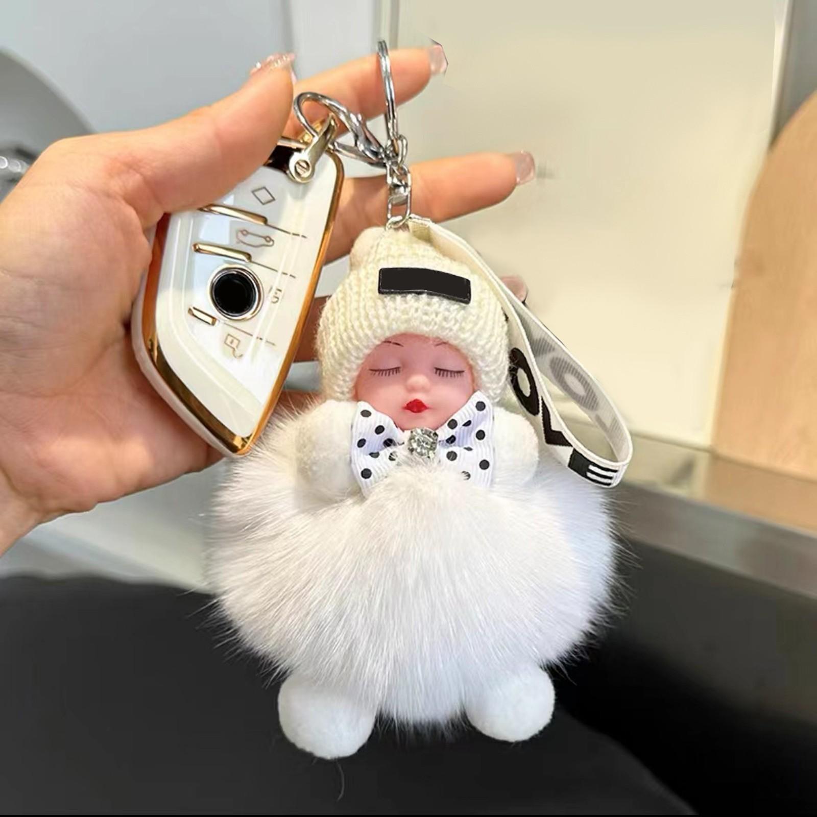 

Милая подвеска для автомобиля, спящая кукла, мультяшный плюшевый брелок для куклы, аксессуары для кукол One Size белый