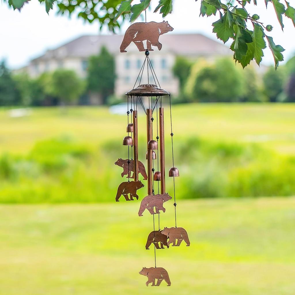 Carillons à vent ours pour l'extérieur, Cadeaux ours pour femmes/hommes/Cadeau de sympathie/Mémorial/Fête d'anniversaire Carillons à vent en métal Extérieur/Intérieur, Patio