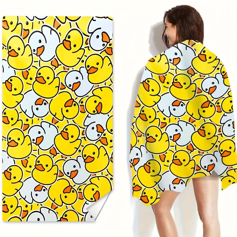 Yellow Rubber Duck Beach Towel Cute Cartoon Print Soft Quick-Dry Large Bath Towel For Kids Swim Pool Travel Summer Fun