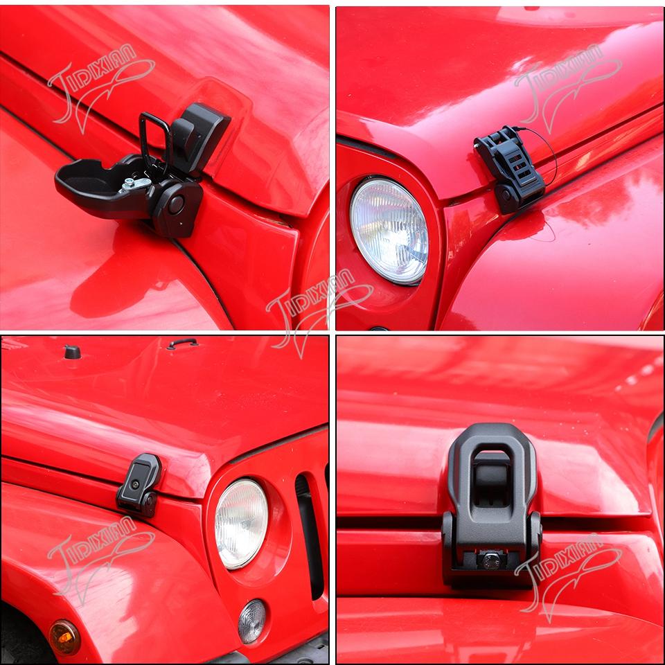 JIDIXIAN Car Engine Hood Buckle Accessories Fit for Jeep Wrangler JK 2007-2017 Direct Replacement for Original Hood Latches