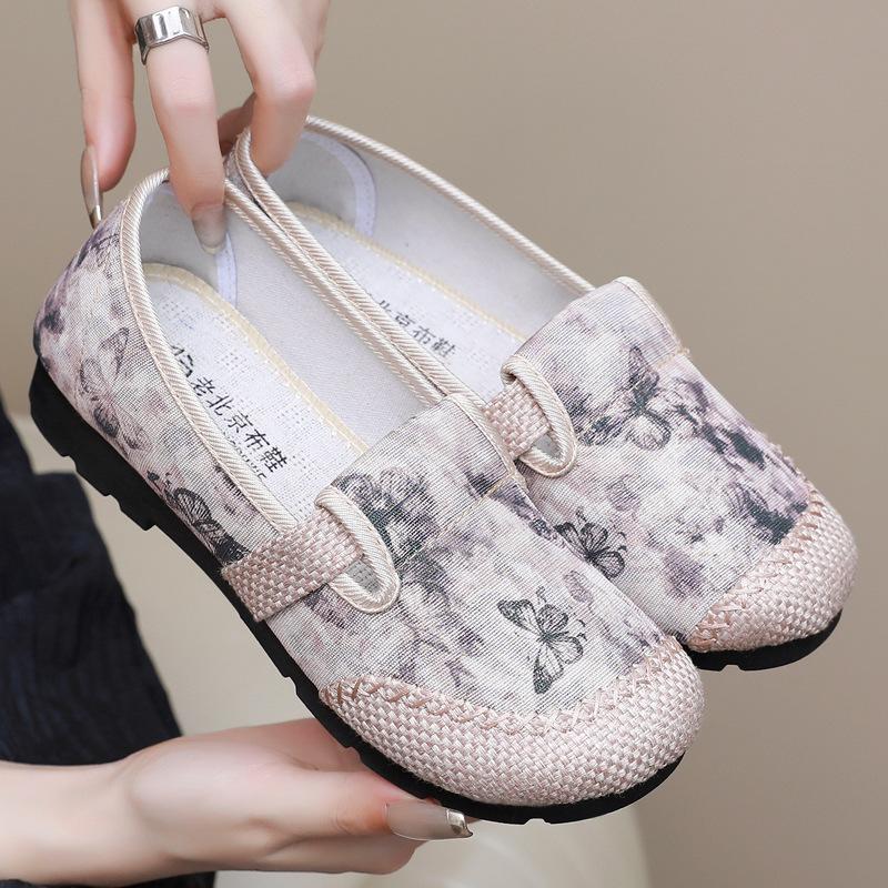 

Новые китайские туфли для мам в национальном стиле, ленивые туфли для рыбаков с одной педалью, на плоской подошве, старые пекинские тканевые туфли, удобные женские туфли в стиле ретро 40 бежевый