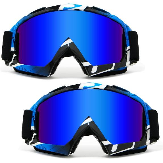 Dirt Bike Goggles 2Packs Motorcycle ATV UV Motocross Off Road Riding Helmet MX Goggles For Adult Youth Kids