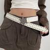 Harajuku Adult Waist Belt with Carved Buckle Alloy Rivet Waistband PU Waist Belts for Women Universal Pants Belt