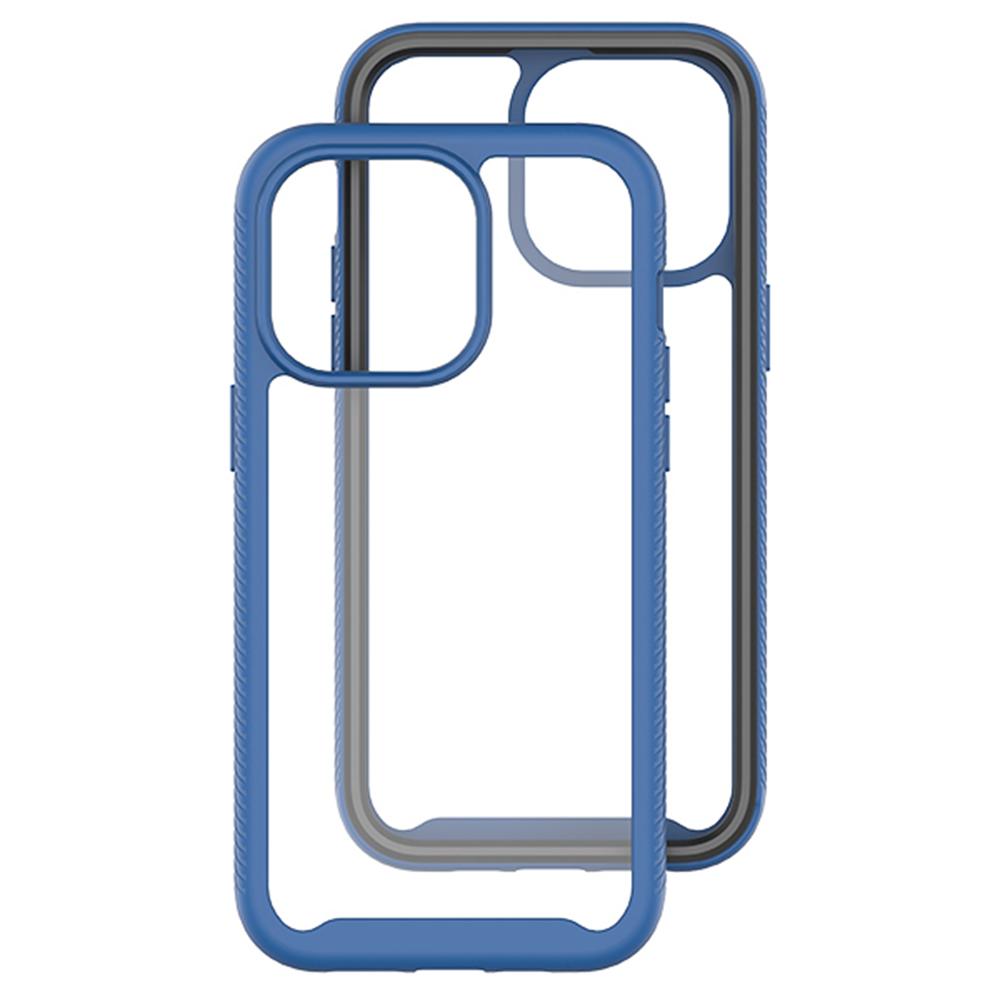 

For iPhone 15 Pro Max Anti-drop Back Case Acrylic+PC+TPU Hybrid Phone Cover Dark Blue