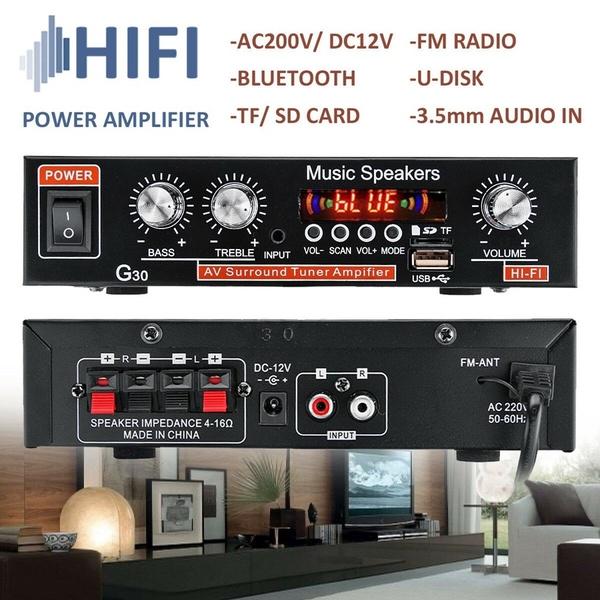 Auto & Zuhause 220 V/110 V 12 V 800 W Bluetooth 4.0 Hochleistungs-2-Kanal-TF/U-Disk/Fernbedienung/Leistungsverstärker FM-Radio Auto-Leistungsverstärker