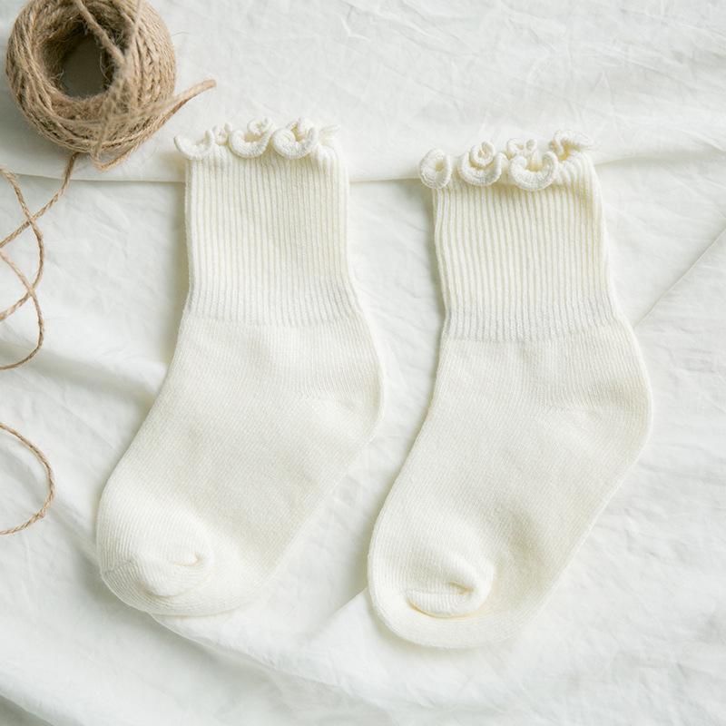 Herfst Baby Meisjes Jongens Effen Witte Zachte Katoenen Sokken Peuters Kinderen Ruche Prinses Kousen voor 1-10Y Pasgeboren Kinderen Baby