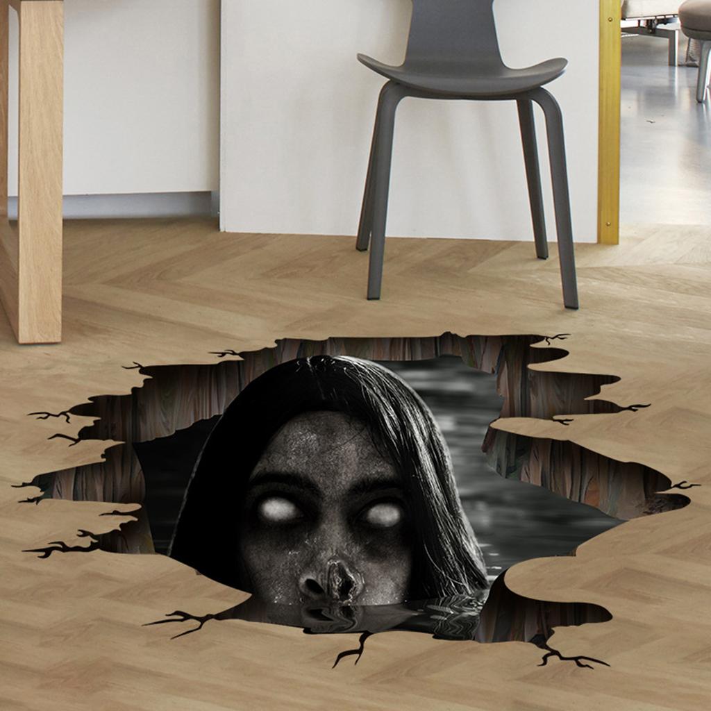 Broken Wall, Eyeless Woman, Halloween Home Decoration Wall Stickers, Self Adhesive