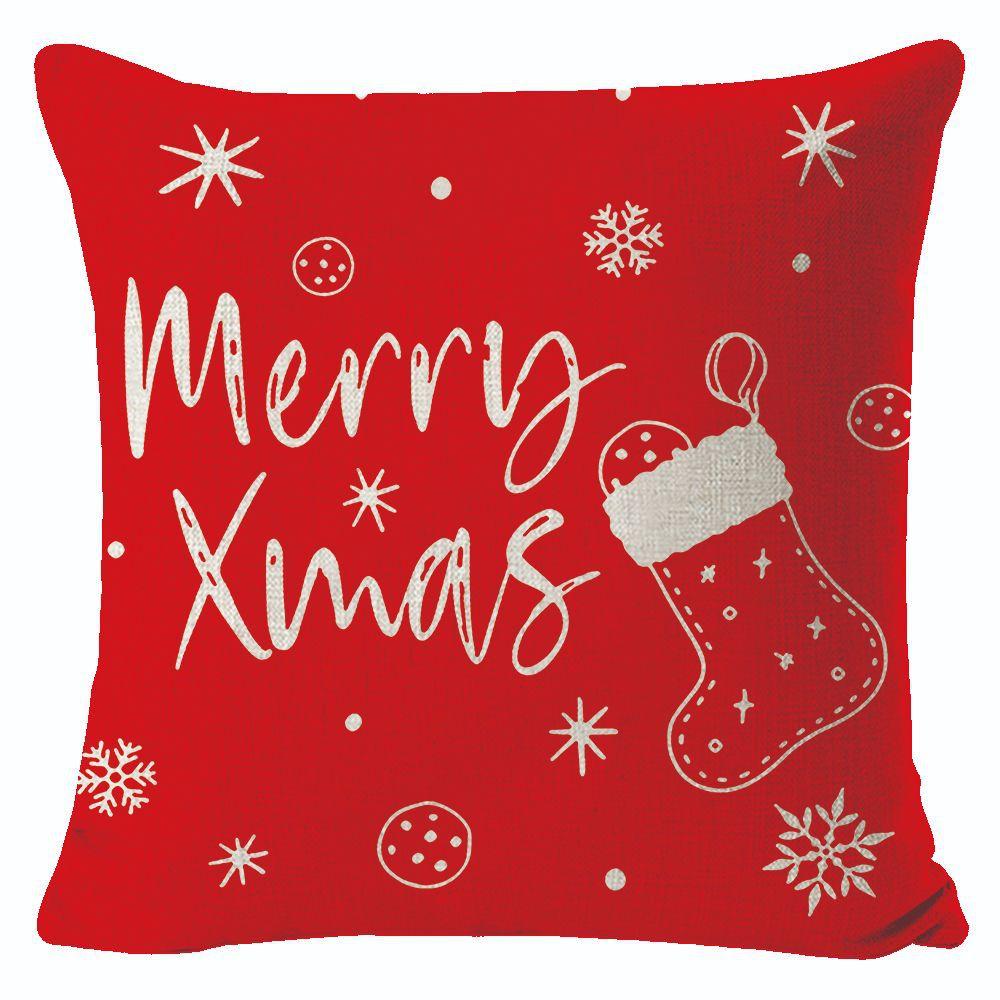 New Christmas Linen Pillow Cover Simple Sofa Pillow Home Printed Cushion Cover