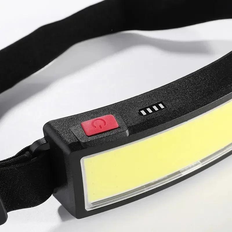 Strong Light COB Headlight Long Battery Life USB Charging Waterproof Outdoor Night Fishing Night Running Maintenan Work Light